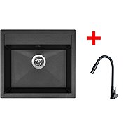 Sinks Solo 560 Granblack + Elasta S black matt - Kitchen Sink and Tap Set