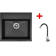 Sinks Solo 560 Granblack + Elasta stainless steel/black - Kitchen Sink and Tap Set
