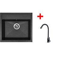 Sinks Solo 560 Granblack + Elasta black matt - Kitchen Sink and Tap Set