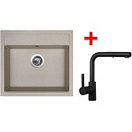 Sinks Solo 560 Avena + Enigma S black matt - Kitchen Sink and Tap Set
