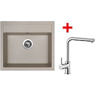 Sinks Solo 560 Avena + Elka glossy - Kitchen Sink and Tap Set