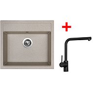 Sinks Solo 560 Avena + Elka black matt - Kitchen Sink and Tap Set