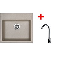 Sinks Solo 560 Avena + Elasta black matt - Kitchen Sink and Tap Set