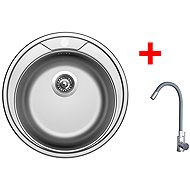 Sinks Round 510 + Elasta stainless steel/gray - Kitchen Sink and Tap Set