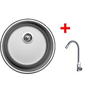 Sinks Round 450 + Elasta stainless steel/gray - Kitchen Sink and Tap Set