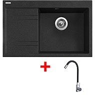 Sinks Rim 780 P Granblack + Elasta stainless steel/black - Kitchen Sink and Tap Set