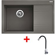 Sinks Rim 780 L Truffle + Elasta stainless steel/black - Kitchen Sink and Tap Set
