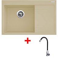 Sinks Rim 780 L Sahara + Elasta stainless steel/black - Kitchen Sink and Tap Set