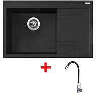Sinks Rim 780 L Granblack + Elasta stainless steel/black - Kitchen Sink and Tap Set