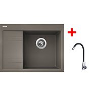 Sinks Rim 650 P Truffle + Elasta stainless steel/black - Kitchen Sink and Tap Set
