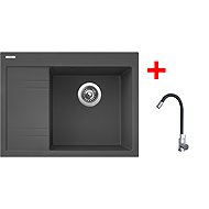 Sinks Rim 650 P Titanium + Elasta stainless steel/black - Kitchen Sink and Tap Set