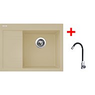 Sinks Rim 650 P Sahara + Elasta stainless steel/black - Kitchen Sink and Tap Set