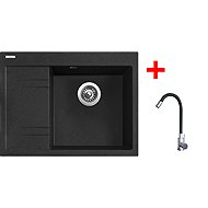 Sinks Rim 650 P Granblack + Elasta stainless steel/black - Kitchen Sink and Tap Set