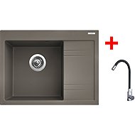 Sinks Rim 650 L Truffle + Elasta stainless steel/black - Kitchen Sink and Tap Set