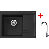 Sinks Rim 650 L Granblack + Elasta stainless steel/black - Kitchen Sink and Tap Set