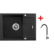 Sinks Rapid 580 XC Granblack + Elasta stainless steel/black - Kitchen Sink and Tap Set
