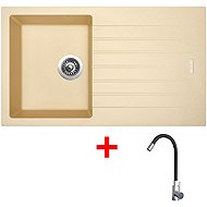 Sinks Perfecto 860 Sahara + Elasta stainless steel/black - Kitchen Sink and Tap Set