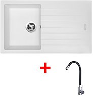 Sinks Perfecto 860 Milk + Elasta stainless steel/black - Kitchen Sink and Tap Set