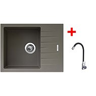 Sinks Perfecto 650 Truffle + Elasta stainless steel/black - Kitchen Sink and Tap Set