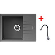 Sinks Perfecto 650 Titanium + Elasta S stainless steel/black - Kitchen Sink and Tap Set