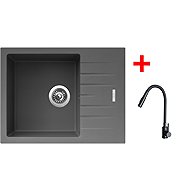 Sinks Perfecto 650 Titanium + Elasta S black matt - Kitchen Sink and Tap Set