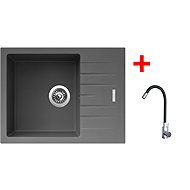 Sinks Perfecto 650 Titanium + Elasta stainless steel/black - Kitchen Sink and Tap Set