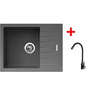 Sinks Perfecto 650 Titanium + Elasta black matt - Kitchen Sink and Tap Set
