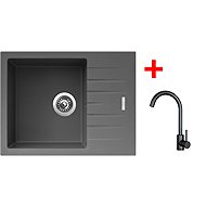 Sinks Perfecto 650 Titanium + Arco black matt - Kitchen Sink and Tap Set