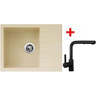 Sinks Perfecto 650 Sahara + Enigma S black matt - Kitchen Sink and Tap Set