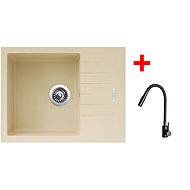 Sinks Perfecto 650 Sahara + Elasta S black matt - Kitchen Sink and Tap Set