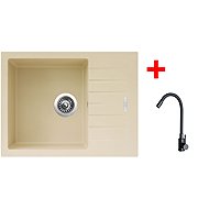 Sinks Perfecto 650 Sahara + Elasta black matt - Kitchen Sink and Tap Set