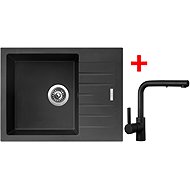 Sinks Perfecto 650 Pureblack + Enigma S black matt - Kitchen Sink and Tap Set
