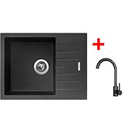 Sinks Perfecto 650 Pureblack + Arco black matt - Kitchen Sink and Tap Set