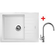 Sinks Perfecto 650 Milk + Vitalia glossy - Kitchen Sink and Tap Set
