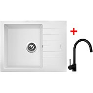 Sinks Perfecto 650 Milk + Vitalia black matt - Kitchen Sink and Tap Set