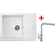 Sinks Perfecto 650 Milk + Elka glossy - Kitchen Sink and Tap Set