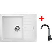 Sinks Perfecto 650 Milk + Arco black matt - Kitchen Sink and Tap Set