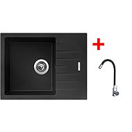 Sinks Perfecto 650 Metalblack + Elasta stainless steel/black - Kitchen Sink and Tap Set