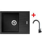 Sinks Perfecto 650 Metalblack + Arco black matt - Kitchen Sink and Tap Set