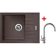 Sinks Perfecto 650 Marone + Vitalia glossy - Kitchen Sink and Tap Set