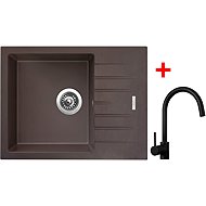 Sinks Perfecto 650 Marone + Vitalia black matt - Kitchen Sink and Tap Set