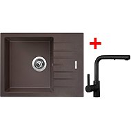 Sinks Perfecto 650 Marone + Enigma S black matt - Kitchen Sink and Tap Set