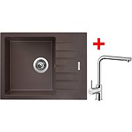Sinks Perfecto 650 Marone + Elka glossy - Kitchen Sink and Tap Set