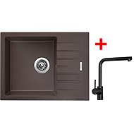 Sinks Perfecto 650 Marone + Elka black matt - Kitchen Sink and Tap Set