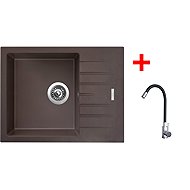 Sinks Perfecto 650 Marone + Elasta stainless steel/black - Kitchen Sink and Tap Set