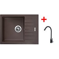Sinks Perfecto 650 Marone + Elasta black matt - Kitchen Sink and Tap Set