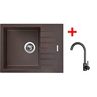 Sinks Perfecto 650 Marone + Arco black matt - Kitchen Sink and Tap Set