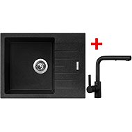 Sinks Perfecto 650 Granblack + Enigma S black matt - Kitchen Sink and Tap Set