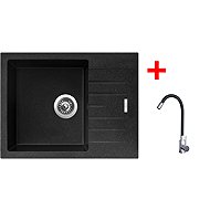 Sinks Perfecto 650 Granblack + Elasta stainless steel/black - Kitchen Sink and Tap Set