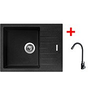 Sinks Perfecto 650 Granblack + Elasta black matt - Kitchen Sink and Tap Set